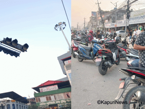 ट्राफिक लाइट बिग्रिएपछि इटहरी चोक अस्तव्यस्त, भित्री बजार पार्किङले उकुसमुकुस