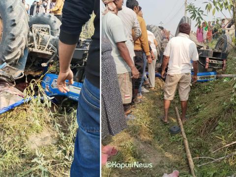 बेलबारीकाे भाउन्ने-आमतोला सडकमा ट्याक्टर दुर्घटना, एक जनाकाे मृत्यु